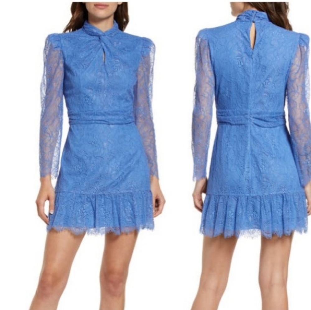 New Saylor Blue Lace Long Sleeve Dress Size Large